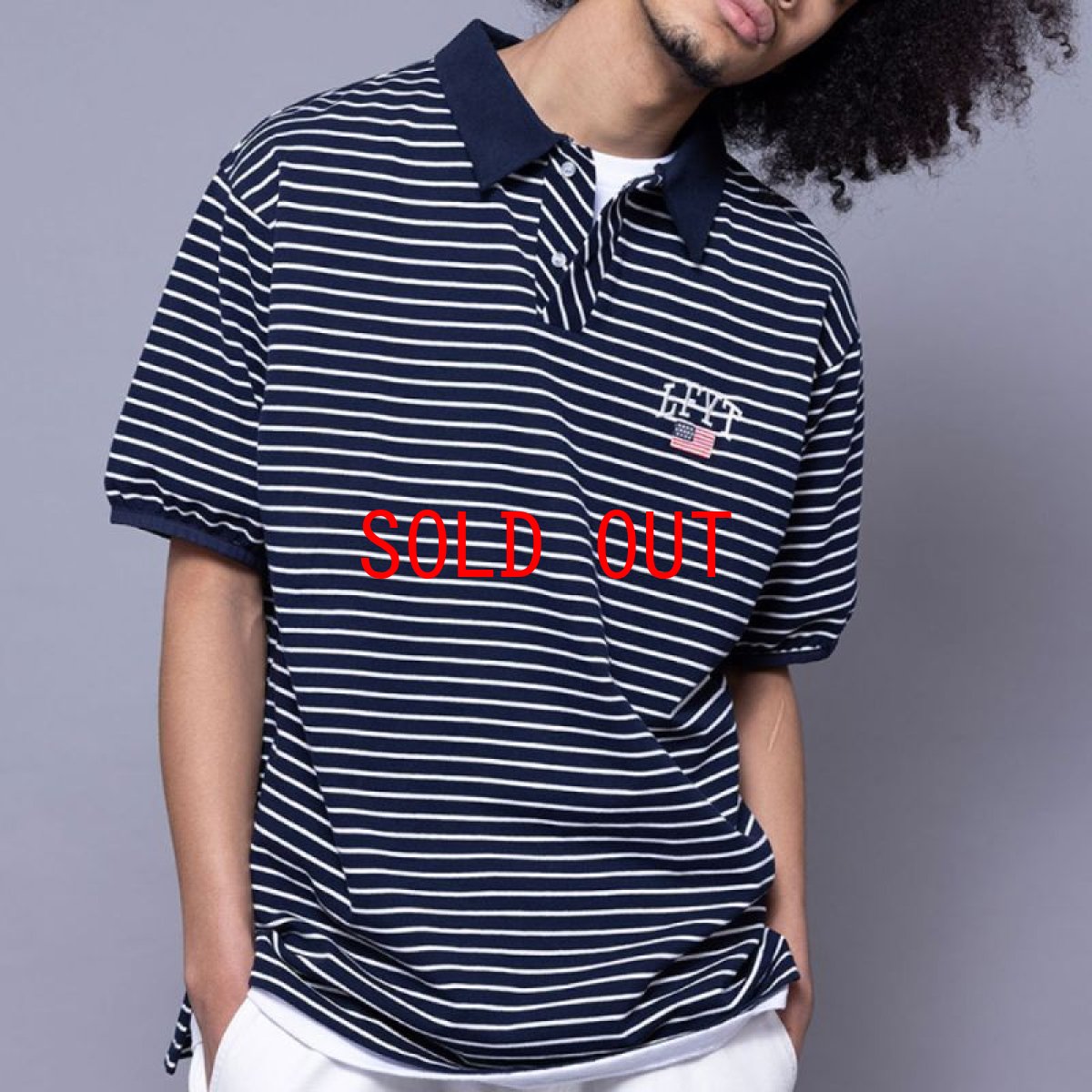 画像1: Old Glory Arch Logo Striped S/S Polo Shirt 半袖 ボーダー ポロシャツ Navy (1)