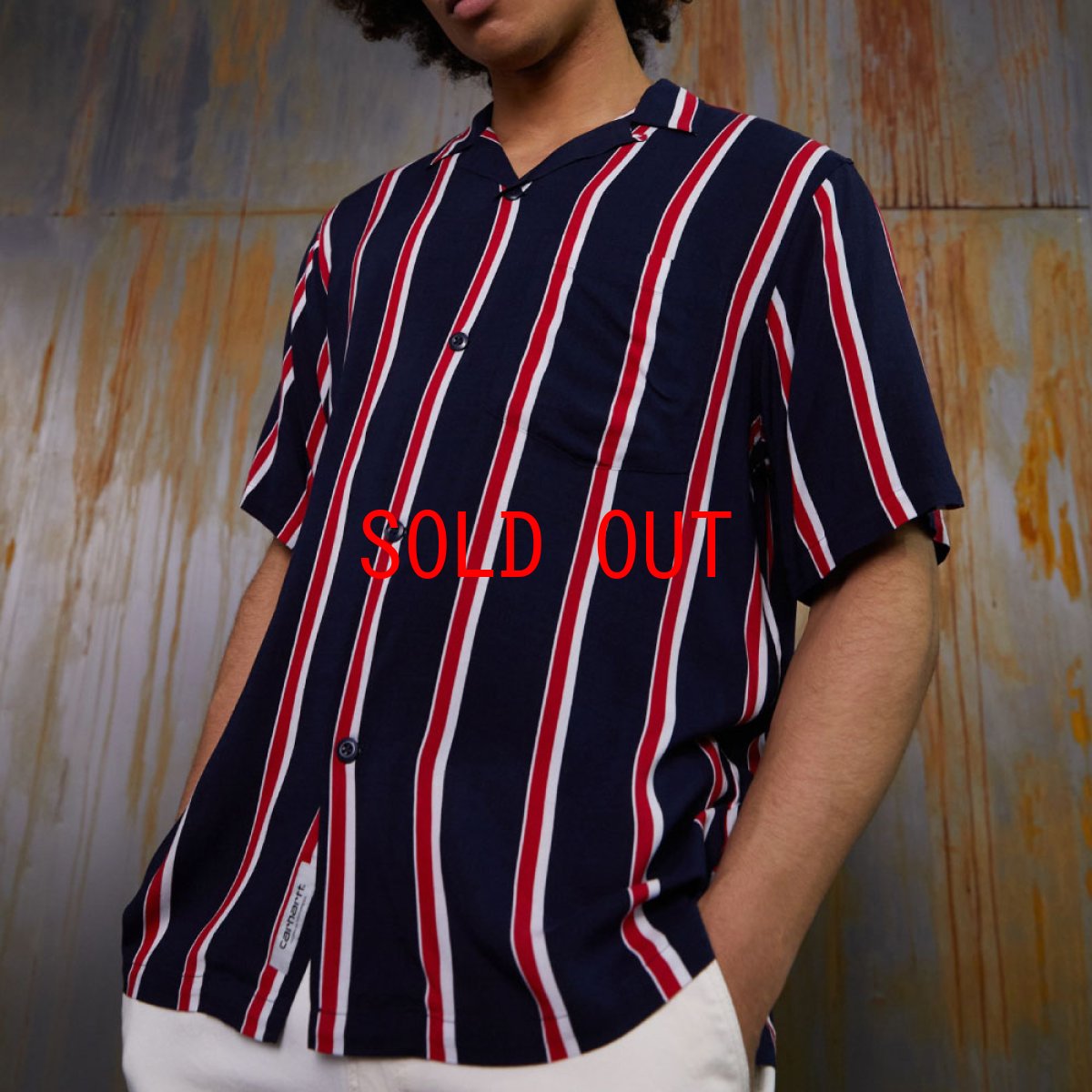 画像1: Gelder S/S Stripe Shirt 半袖 ストライプ オープン カラーシャツ (1)