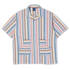 画像1: Summer Trippin S/S Stripe Shirt Natural ストライプ オープン カラー メキシカン 半袖 シャツ (1)