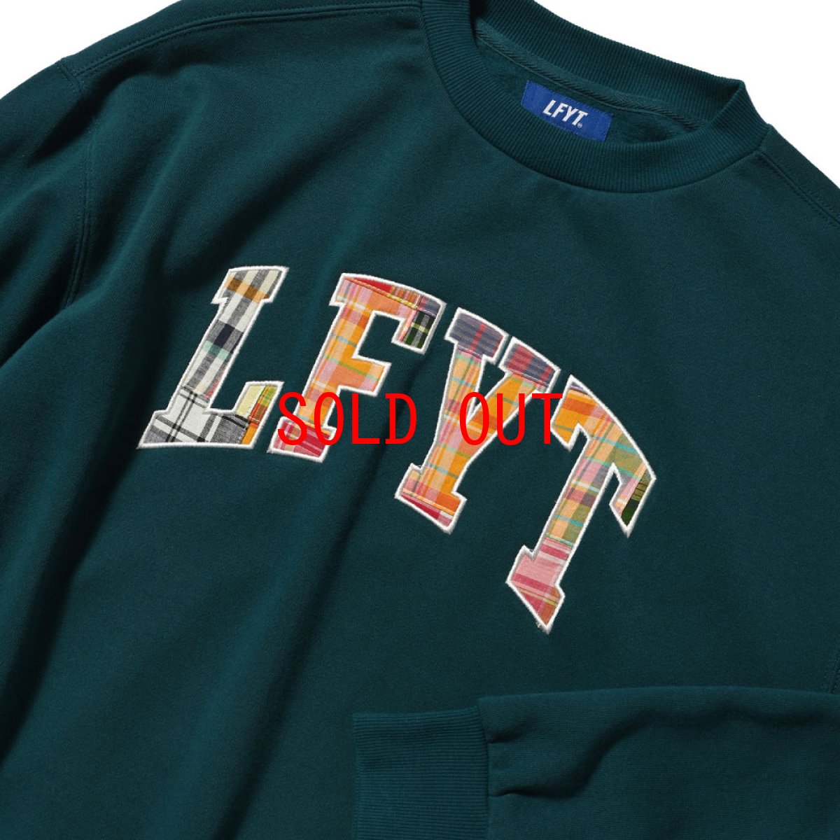 画像7: Patchwork Arch Logo Embroidery Crew Neck Sweatshirt ロゴ チェック パッチ ワーク クルーネック スウェット (7)
