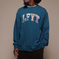 画像1: Patchwork Arch Logo Embroidery Crew Neck Sweatshirt ロゴ チェック パッチ ワーク クルーネック スウェット (1)