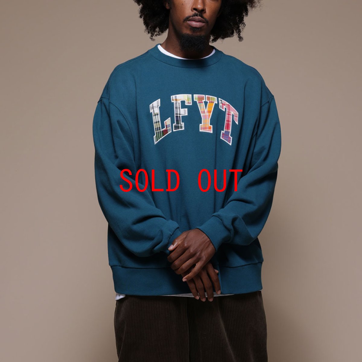 画像8: Patchwork Arch Logo Embroidery Crew Neck Sweatshirt ロゴ チェック パッチ ワーク クルーネック スウェット (8)