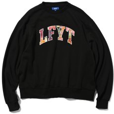 画像1: Patchwork Arch Logo Embroidery Crew Neck Sweatshirt ロゴ チェック パッチ ワーク クルーネック スウェット (1)