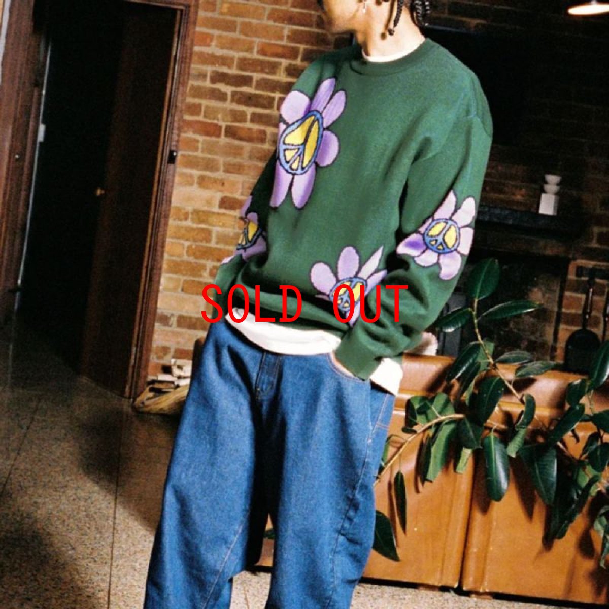 画像4: Flowers Knit Sweater フラワー クルーネック ニット セーター (4)