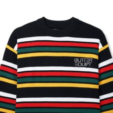 画像2: Stripe Knit Sweater BLK ストライプ ボーダー クルーネック ニット セーター (2)