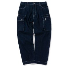 画像2: Washed Denim Cargo Pants Indigo デニム カーゴ パンツ (2)