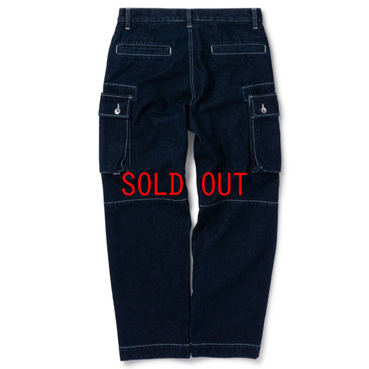 画像3: Washed Denim Cargo Pants Indigo デニム カーゴ パンツ (3)