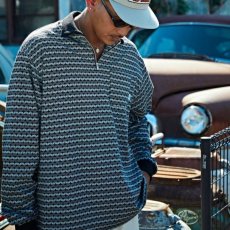 画像1: Patterned Half Zip L/S Polo Shirts Oldie Border ハーフ ジップ ポロ シャツ (1)