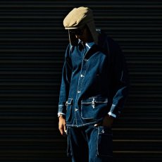 画像1: Washed Denim Country Jacket Indigo デニム カバーオール ジャケット (1)