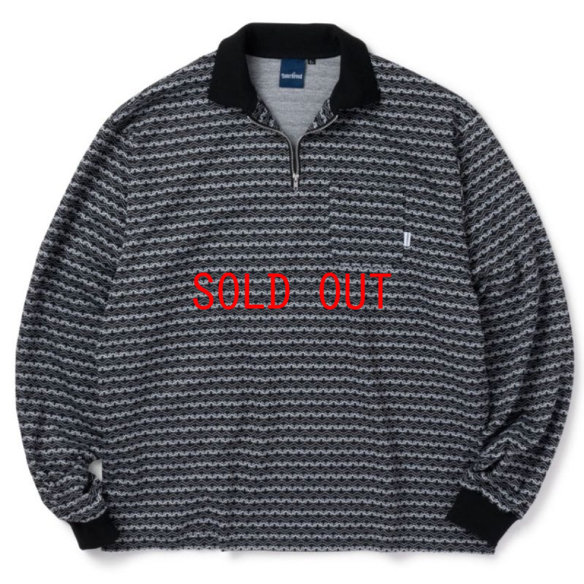 画像2: Patterned Half Zip L/S Polo Shirts Oldie Border ハーフ ジップ ポロ シャツ (2)