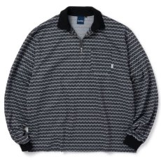 画像2: Patterned Half Zip L/S Polo Shirts Oldie Border ハーフ ジップ ポロ シャツ (2)