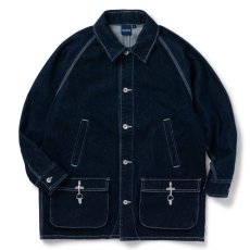 画像2: Washed Denim Country Jacket Indigo デニム カバーオール ジャケット (2)