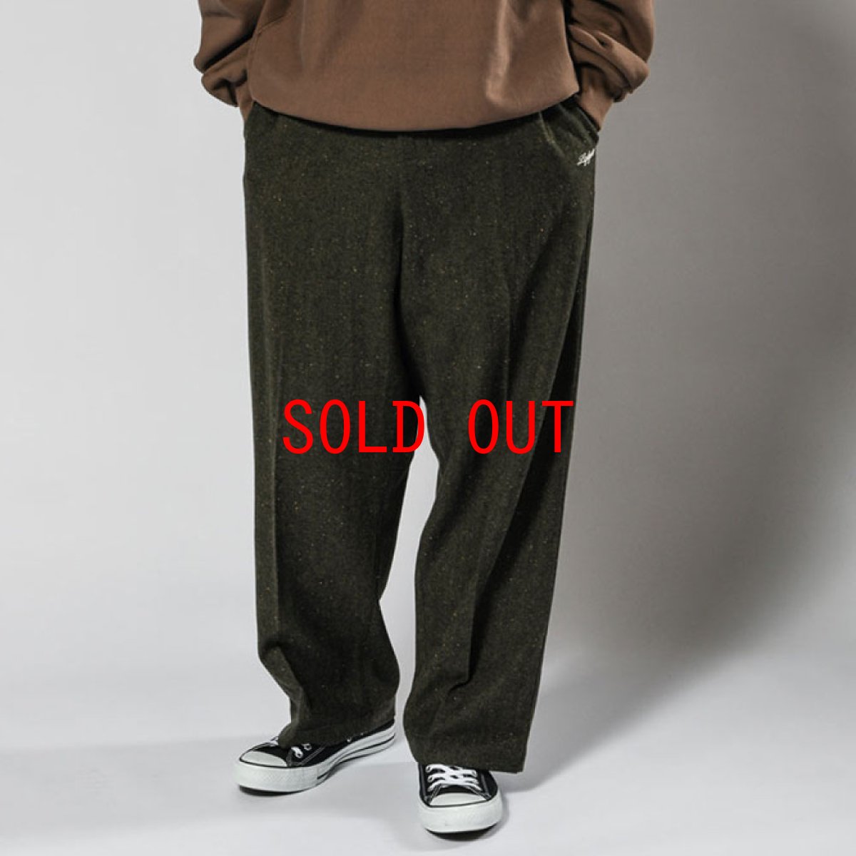 画像6: Wool Pleated Trousers Pants ネップツィード センタープレス スラックス トラウザー パンツ (6)