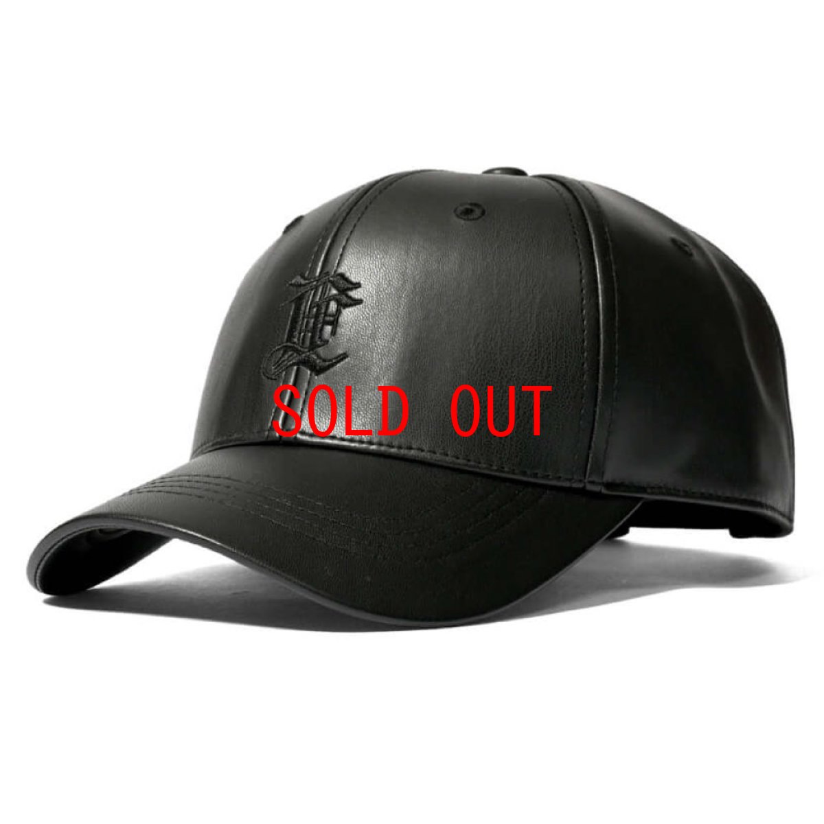 画像1: Monogram LF Logo Leather Cap レザー ストラップ バック モノグラム ロゴ キャップ 帽子 (1)