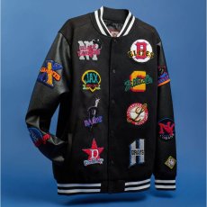 画像1: NLBM All Teams Multi Patched Varsity Jacket ニグロリーグ オフィシャル スタジアム ジャケット スタジャン (1)