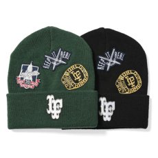 画像1: All Over Emblem Long Beanie ロング ワッペン ビーニー 帽子 (1)