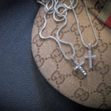 画像1: Midium Size Cross Chain Necklace Silver クロス チェーン ネックレス シルバー (1)