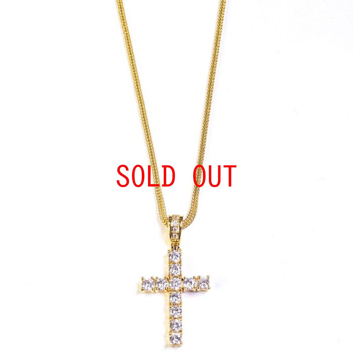 画像1: Midium Size Cross Chain Necklace Gold クロス チェーン ネックレス ゴールド (1)