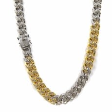 画像2: Studded Cuban 2Tone Chain Necklace ネックレス スタッズ マイアミ キューバン チェーン  (2)