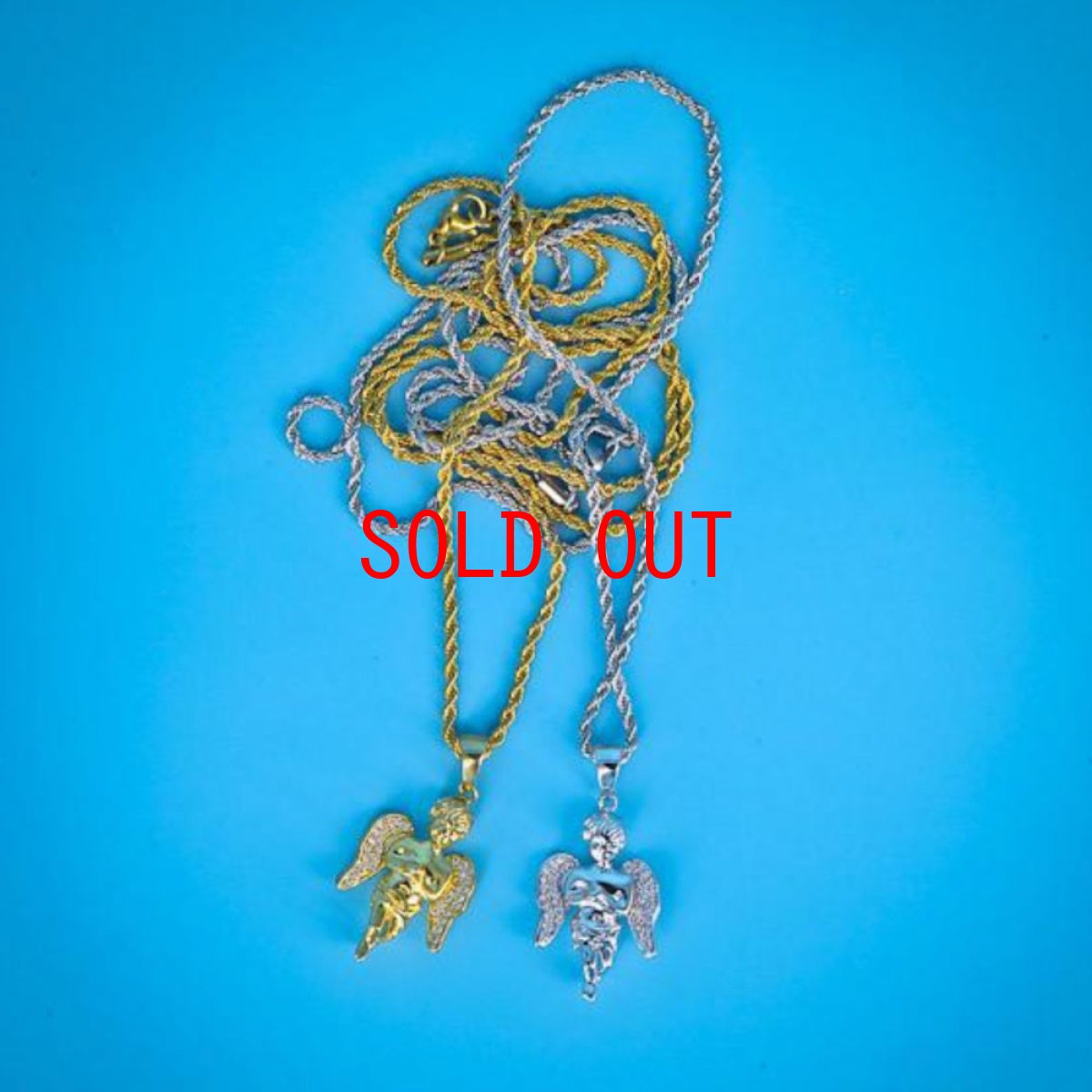 画像1: Angel Piece Rope Chain Necklace エンジェル ピース チェーン ネックレス (1)