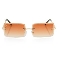 画像1: Rectangle Square Sunglasses スクエア サングラス クラシック フレーム カラー レンズ Gold Brown (1)