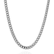 画像1: 5mm Miami Cuban Chain Necklace マイアミ キューバン カーブ ホワイト ゴールド チェーン ネックレス (1)