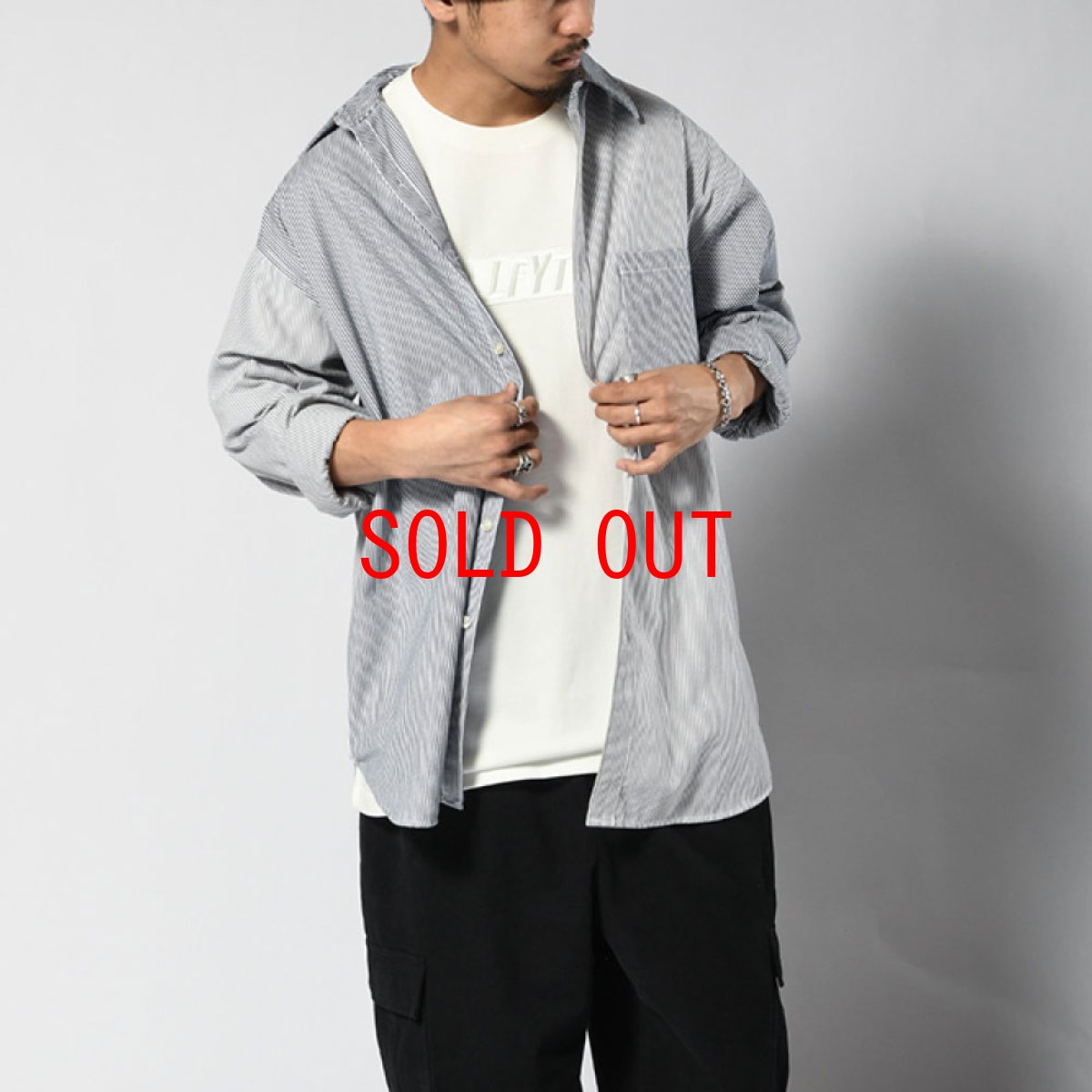 画像7: Mixed Stripe L/S Big Shirt ストライプ ビッグ 長袖 シャツ (7)