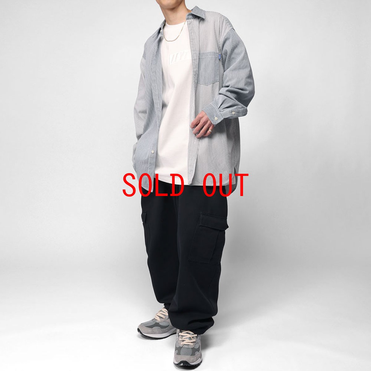 画像10: Mixed Stripe L/S Big Shirt ストライプ ビッグ 長袖 シャツ (10)