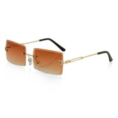 画像3: Rectangle Square Sunglasses スクエア サングラス クラシック フレーム カラー レンズ Gold Brown (3)