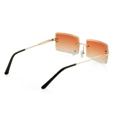 画像2: Rectangle Square Sunglasses スクエア サングラス クラシック フレーム カラー レンズ Gold Brown (2)