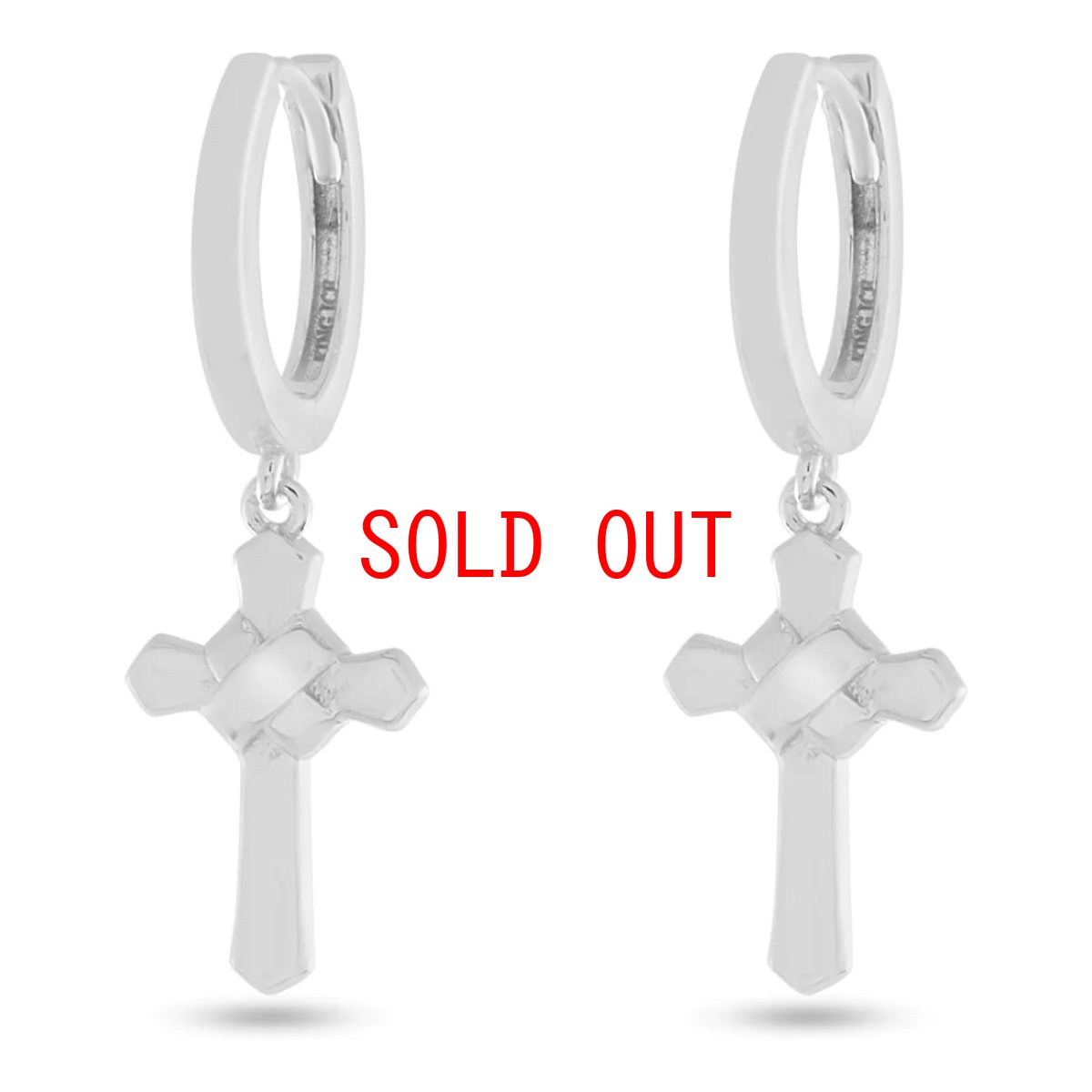 画像1: 925 Sterling Silver Wrapped Cross Earrings Hoop Pearce クロス フープ ピアス イヤリング (1)