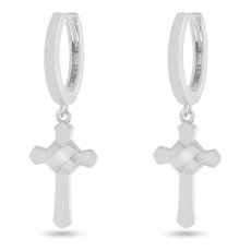 画像1: 925 Sterling Silver Wrapped Cross Earrings Hoop Pearce クロス フープ ピアス イヤリング (1)