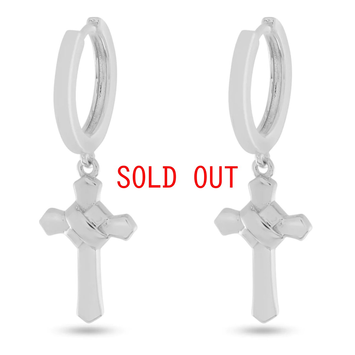 画像4: 925 Sterling Silver Wrapped Cross Earrings Hoop Pearce クロス フープ ピアス イヤリング (4)