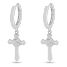 画像2: 925 Sterling Silver Wrapped Cross Earrings Hoop Pearce クロス フープ ピアス イヤリング (2)