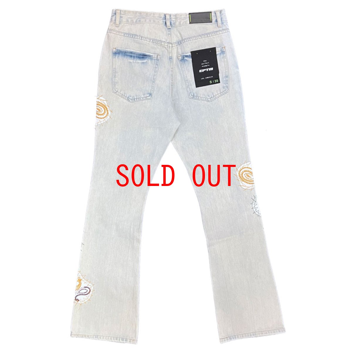 画像4: Punk Paisley Patchwork Flare Denim Pants ペイズリー パッチワーク カスタム デニム フレア パンツ (4)