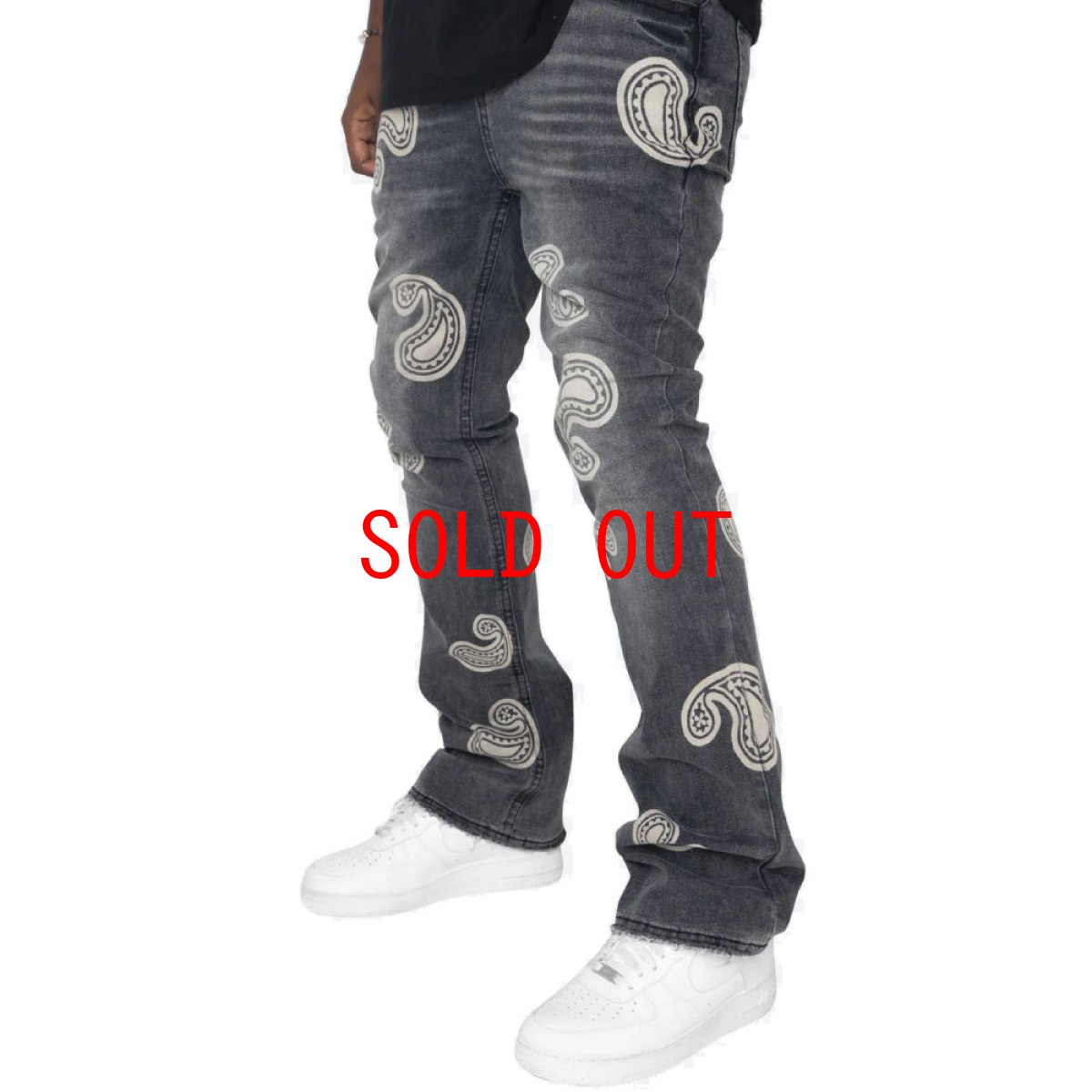 画像3: Bleached Paisley Flare Denim Pants ペイズリー デニム フレア パンツ (3)