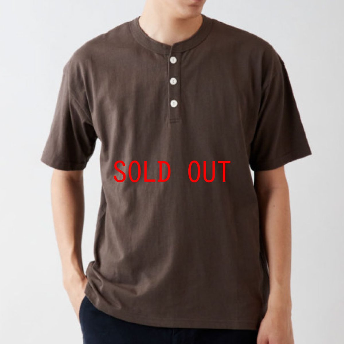 画像1: USA Cotton S/S Solid Henly Tee ソリッド ヘンリー 無地 半袖 Tシャツ (1)