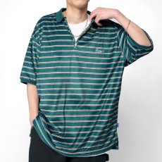 画像1: Half Zip Velour S/S Big Shirt GRN 半袖 ハーフ ボーダー ジップ ポロ シャツ (1)