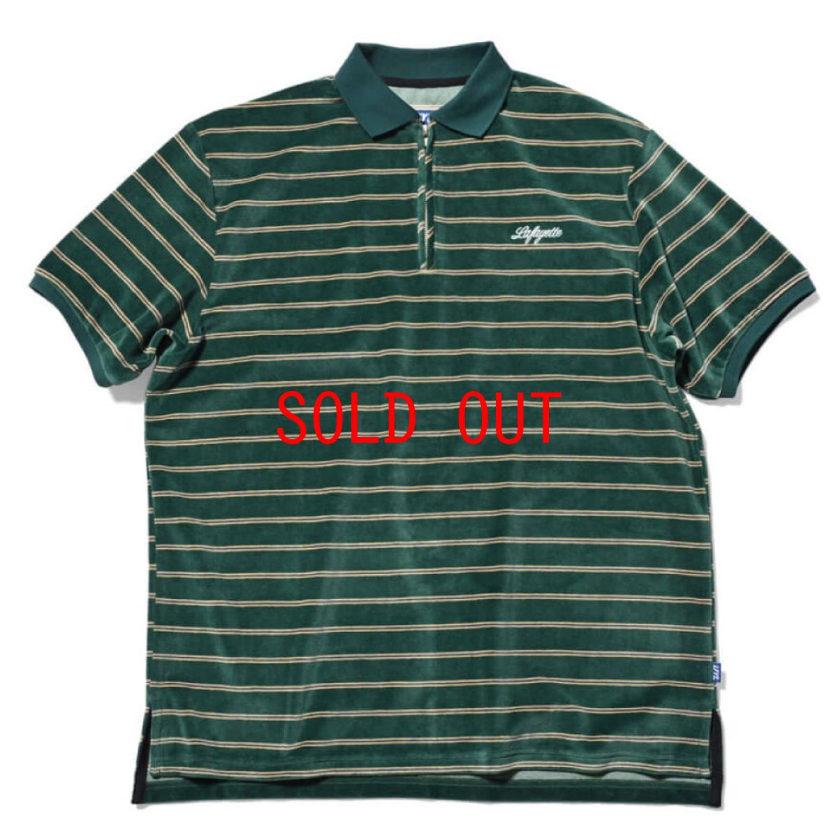 画像2: Half Zip Velour S/S Big Shirt GRN 半袖 ハーフ ボーダー ジップ ポロ シャツ (2)