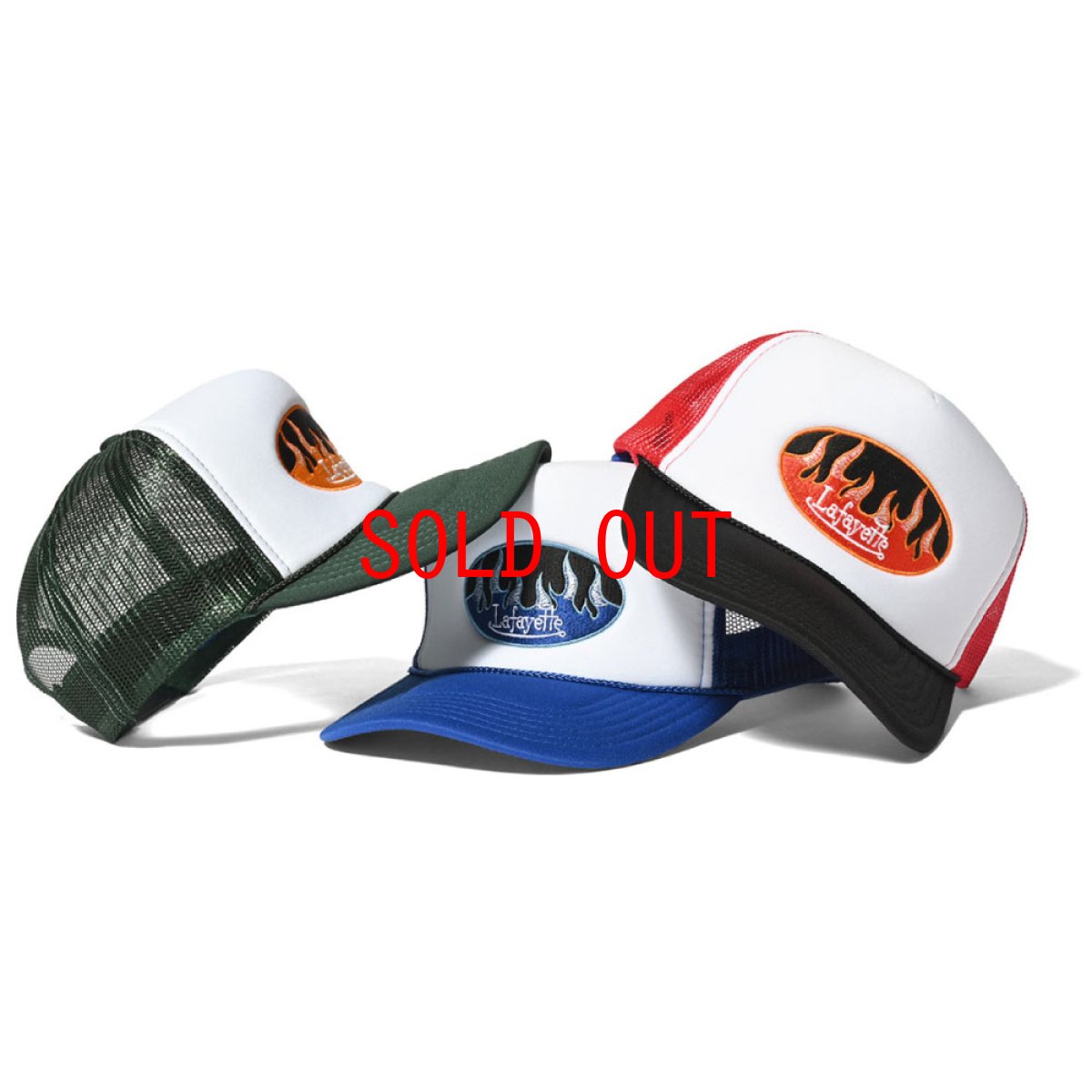 画像1: Fire Logo Trucker Cap ファイヤー ロゴ トラッカー メッシュ キャップ 帽子 (1)