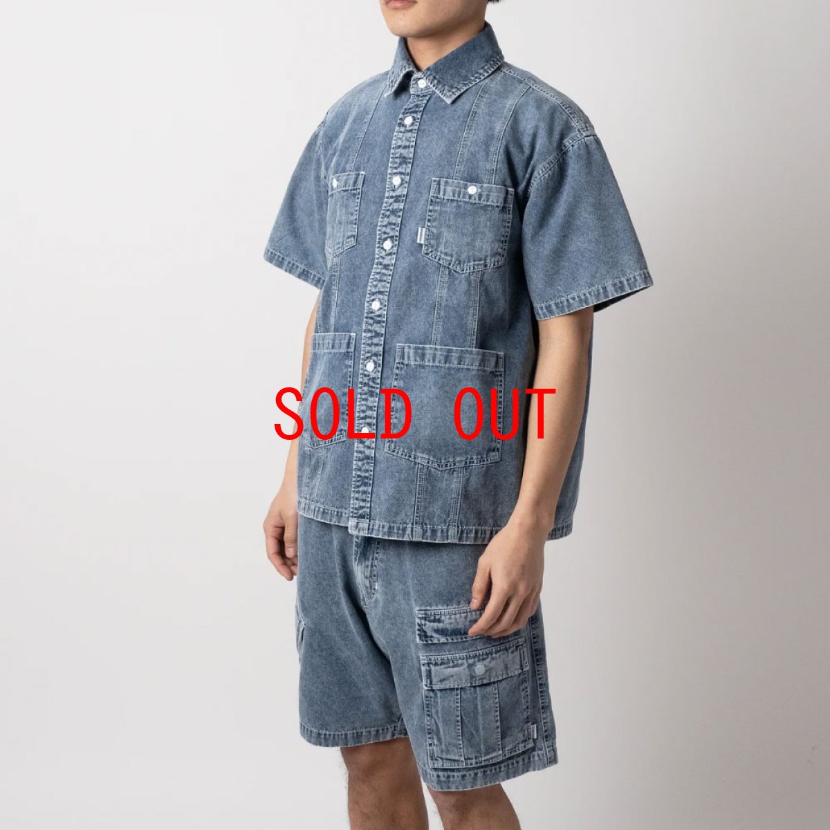 画像7: Washed Denim Island Shirt 半袖 デニム キューバ シャツ (7)