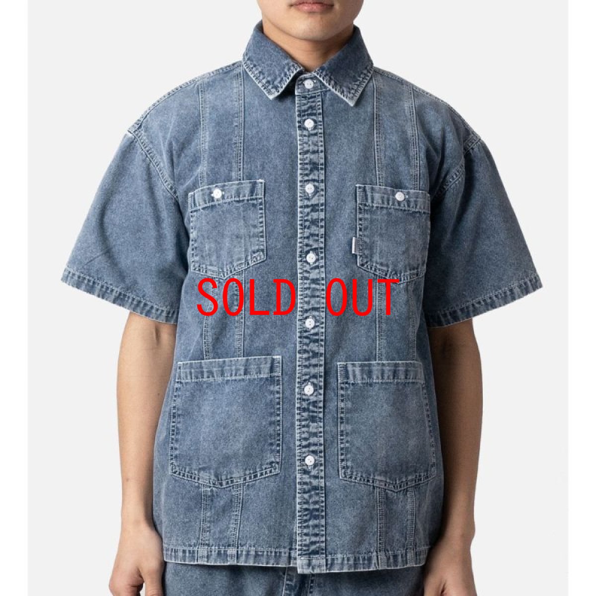 画像1: Washed Denim Island Shirt 半袖 デニム キューバ シャツ (1)