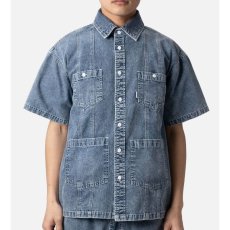 画像1: Washed Denim Island Shirt 半袖 デニム キューバ シャツ (1)