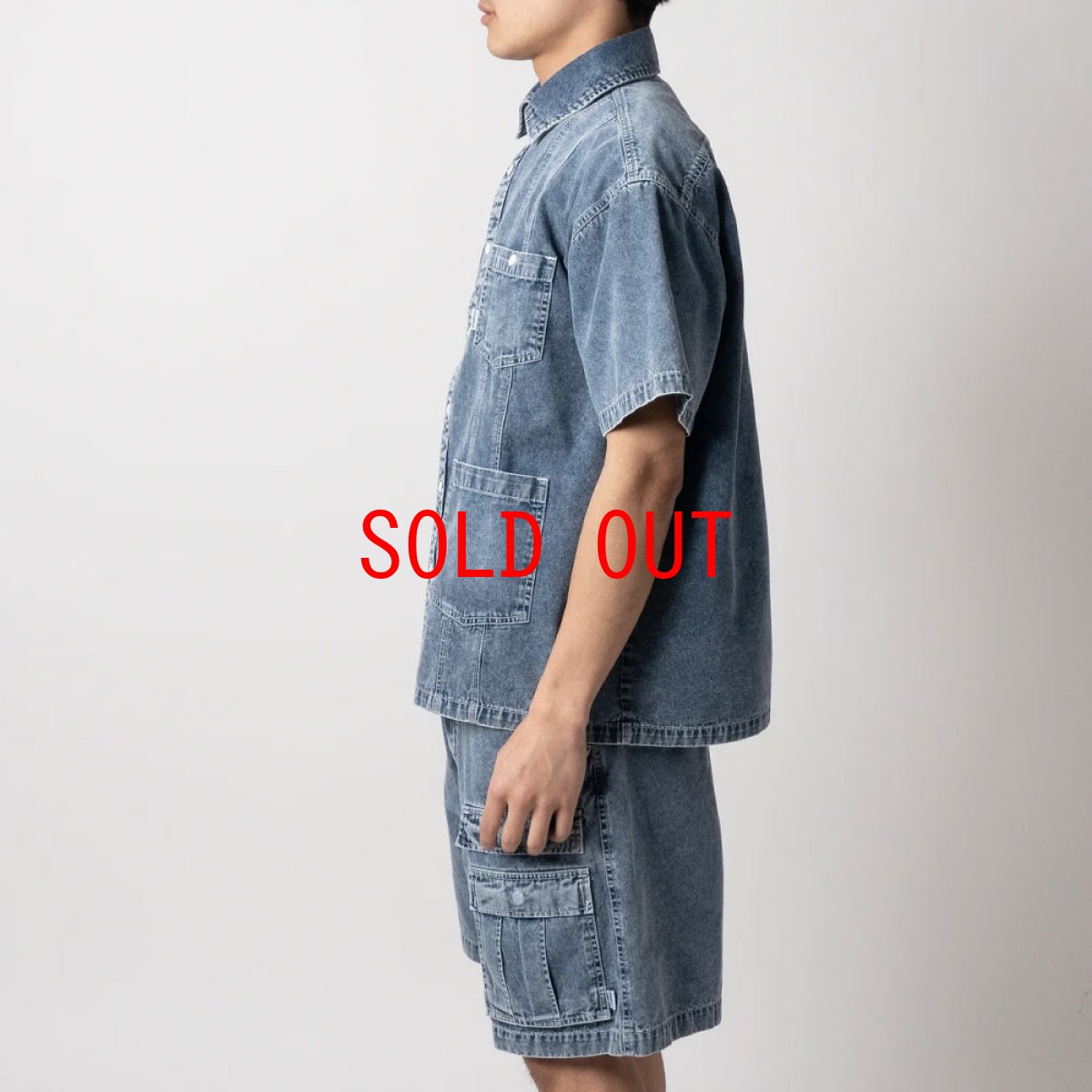 画像8: Washed Denim Island Shirt 半袖 デニム キューバ シャツ (8)