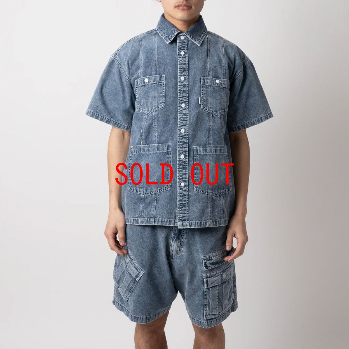 画像6: Washed Denim Island Shirt 半袖 デニム キューバ シャツ (6)