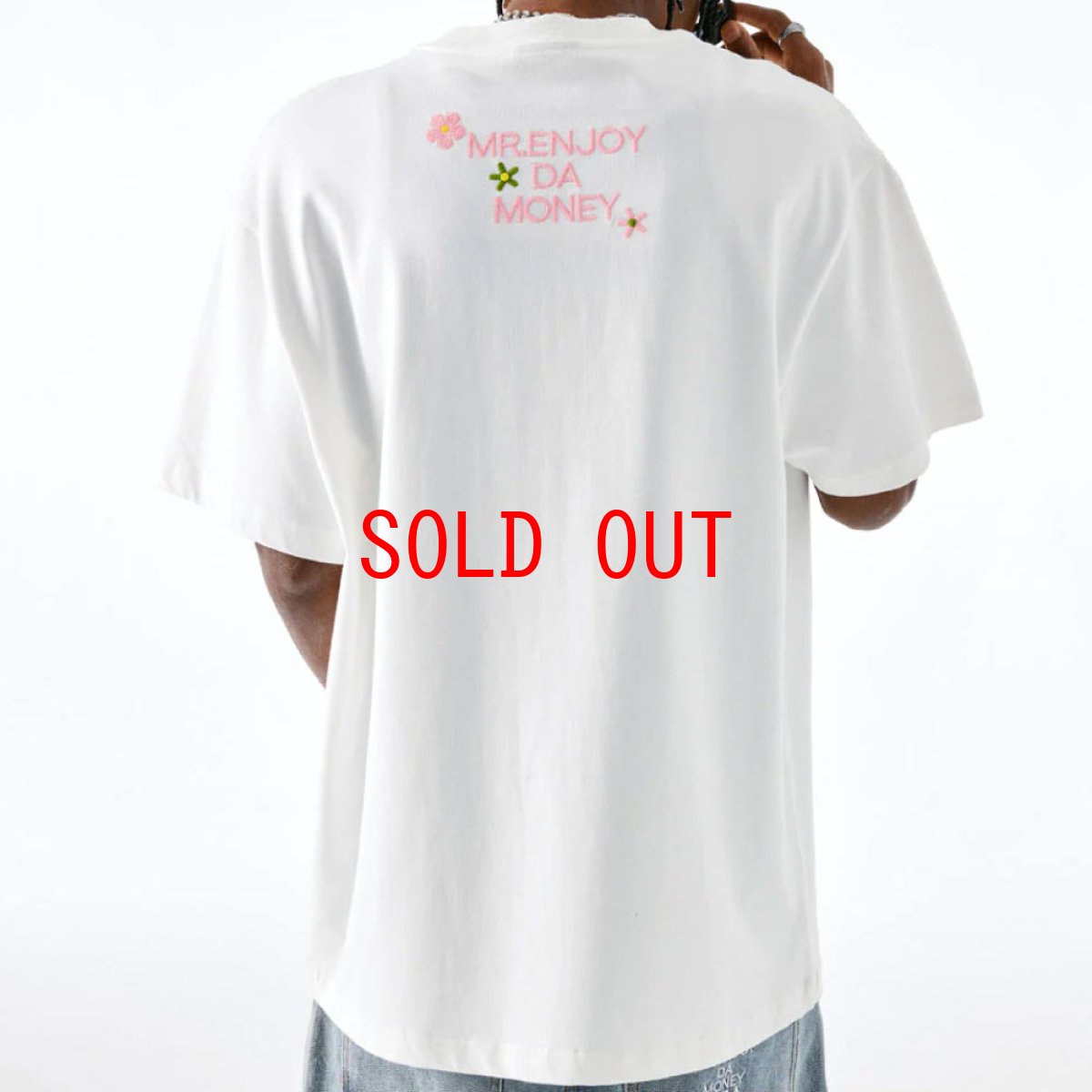 画像2: Colorful flowers embroidered S/S Tee ロゴ 半袖 Tシャツ (2)