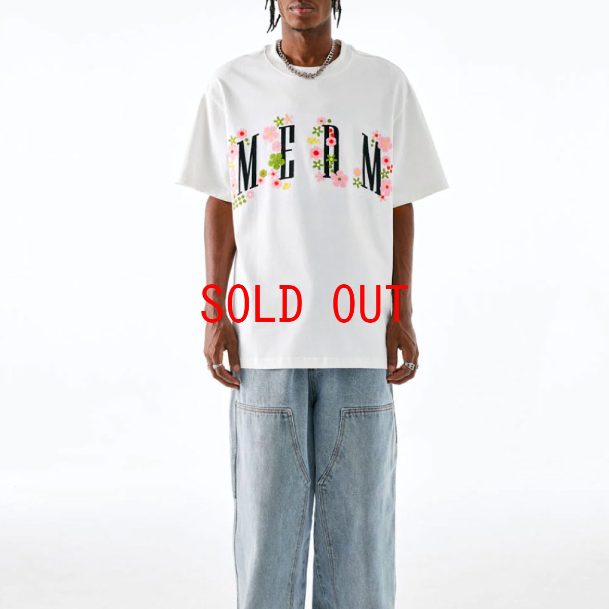 画像11: Colorful flowers embroidered S/S Tee ロゴ 半袖 Tシャツ (11)