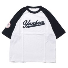 画像1: X New York Yankees Script Logo Raglan S/S Tee ニューヨーク ヤンキース 半袖 ラグラン Tシャツ 公式 Official  (1)