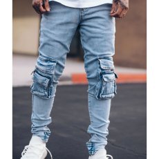 画像1: PRSTGE Zip Cargo Skinny Jeans v4 Premium Denim Pants デニム カーゴ スキニー パンツ (1)