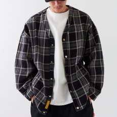 画像1: Flannogan Fannel Check Cardigan Chacoal タータン チェック スナップ カーディガン (1)